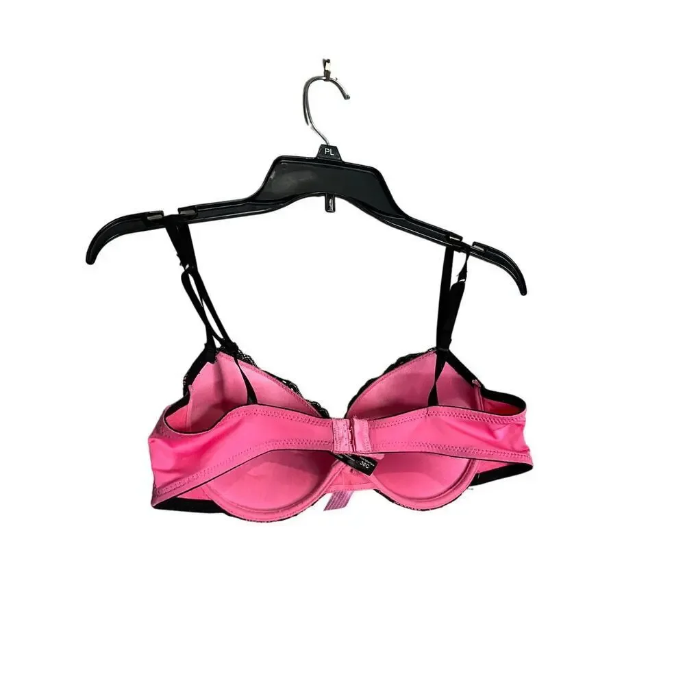 Pink Lace Push Up Bra B22311 Underwired Floral Lace Black Pink Womens Size 36C - Picture 2 of 3